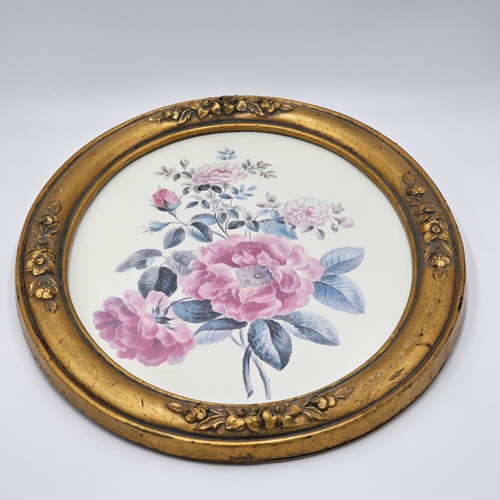 VTG 89 Damask Rose Windsor Art Products Cottagecore Ornate Gold Tone Frame READ
